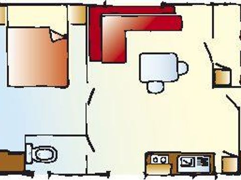 MOBILHOME 5 personnes - MH2 CONFORT + terrasse semi couverte 20 m²