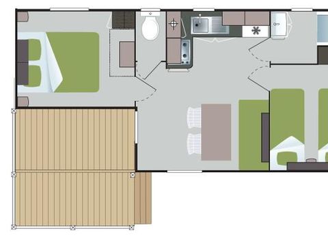 MOBILHOME 4 personnes - Mobil-Home Confort 25m² Loggia - 2 chambres + Terrasse couverte 4 pers