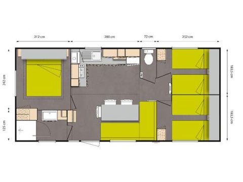 MOBILHOME 4 personnes - Mobil-Home CONFORT 31m² (3 chambres) + TV + terrasse semi-couverte | 6 personnes