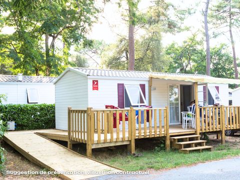 MOBILHOME 4 personnes - PMR Confort 28m² 2 chambres + grande terrasse + TV