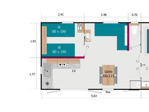 MOBILHOME 4 personnes - Saint Cirq Lapopie - 2 chambres - terrasse couverte
