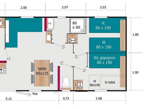 MOBILHOME 6 personnes - Saint Cirq Lapopie - 3 chambres - Terrasse couverte
