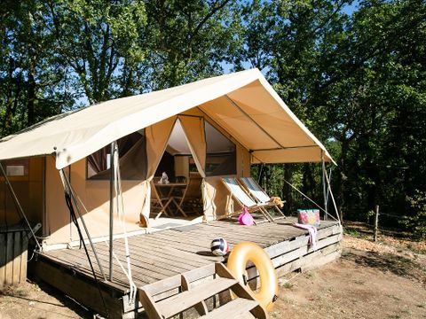 Tente en toile et en bois 5 personnes - Tente Lodge - sans sanitaires, sans chauffage - 2 chambres