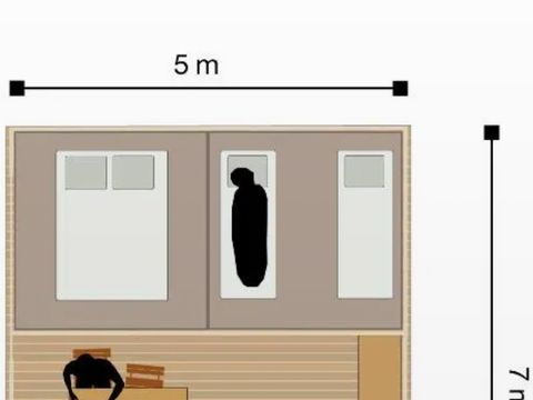 Tente en toile et en bois 4 personnes - Tente Lodge - sans sanitaires, sans chauffage - 2 chambres