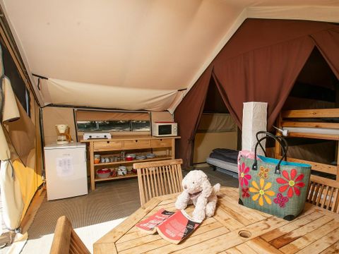Tente en toile et en bois 4 personnes - Tente Lodge - sans sanitaires, sans chauffage - 2 chambres
