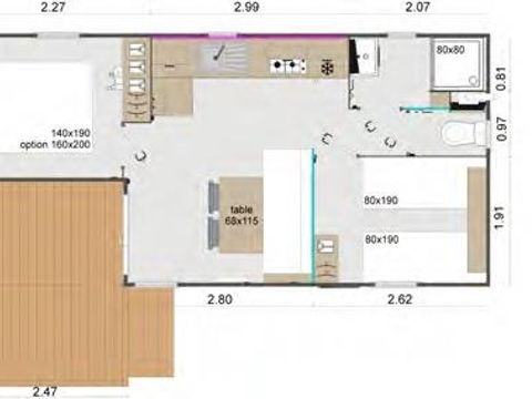 MOBILHOME 4 personnes - Confort Padirac - 2 chambres - TV