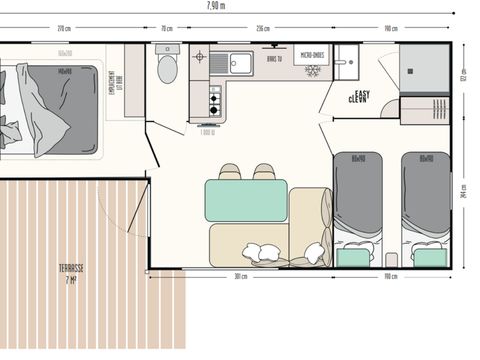 Mobilhome 4 personnes - Théoule - 2 chambres avec climatisation