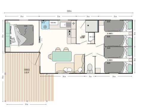 Mobilhome 6 personnes - Estérel - 3 chambres avec climatisation