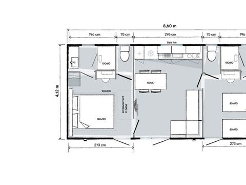 Mobilhome 4 personnes - Cottage Prestige - 2 chambres - 2 salles de bain