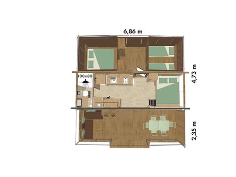 TENTE TOILE ET BOIS 6 personnes - Chalet Toilé Prémium