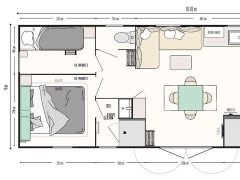 MOBILHOME 8 personnes - 4 chambres PREMIUM+ Climatisé