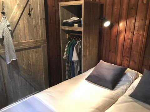 Tente en toile et en bois 6 personnes - Tente Lodge Tendi avec salle de bain