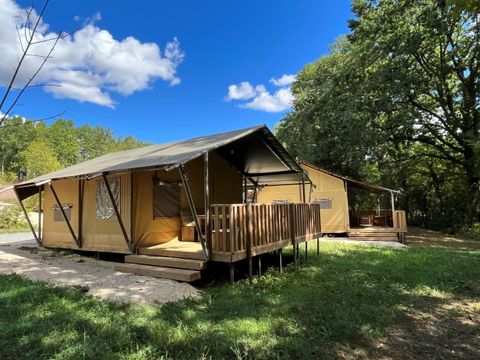 TENTE TOILE ET BOIS 4 personnes - Tente Safari Tendi avec salle de bain