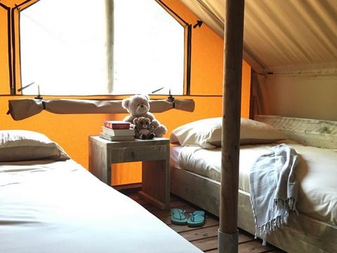 TENTE TOILE ET BOIS 4 personnes - Tente Safari Tendi avec salle de bain