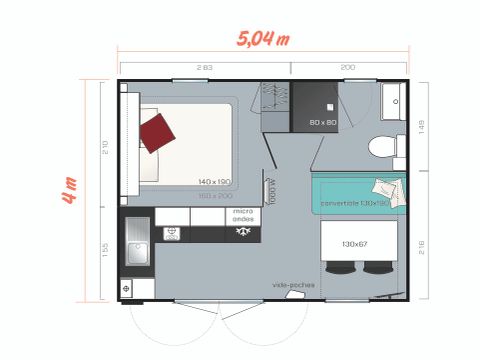 MOBILHOME 2 personnes - CONFORT +
