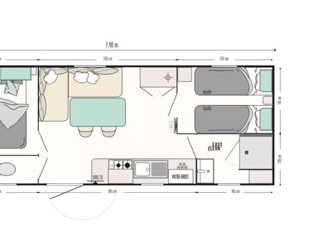 MOBILHOME 4 personnes - Mobil-home | Premium | 2 Ch. | 4 Pers. | Terrasse Lounge | 1 SDB | Clim.