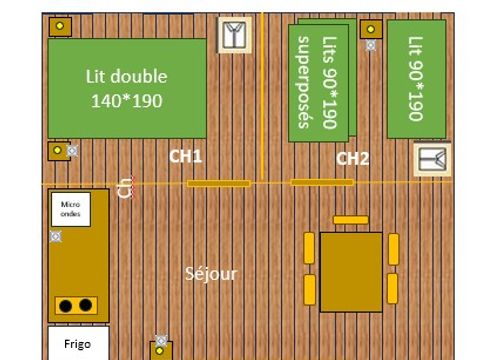 Tente en toile et en bois 5 personnes - Lodge NOUVEAUTE 2025 2 chambres