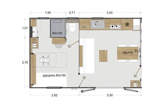 Mobilhome 4 personnes - MH2 VIP BREZE,4 pers (2CH,2 SDB)