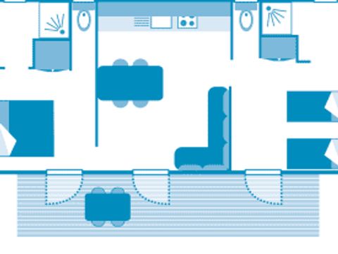 MOBILHOME 4 personnes - Cottage Cheverny 4p 2ch 2SdB Premium