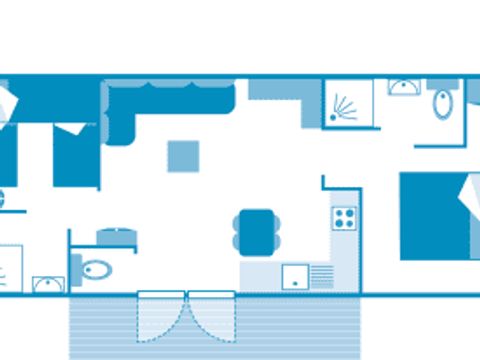 MOBILHOME 5 personnes - Cottage Newton 5p 2ch 2SdB Clim Premium