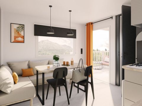 MOBILHOME 4 personnes - 25m² Premium  (2ch-4pers) dont Terrasse semi-couverte + TV + LV + BBQ