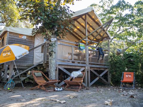 TENTE TOILE ET BOIS 5 personnes - CABANE sur Pilotis