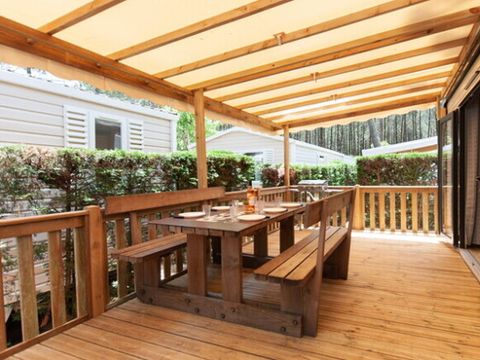 Mobilhome 8 personnes - Mobil-home | Premium Azure | 3 Ch. | 6/8 Pers. | Terrasse surélevée | TV
