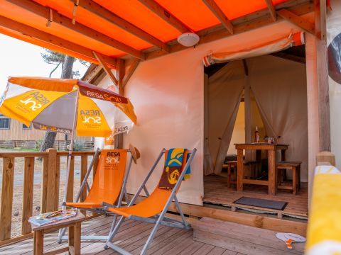 Tente en toile et en bois 5 personnes - RESASOL - 2 chambres