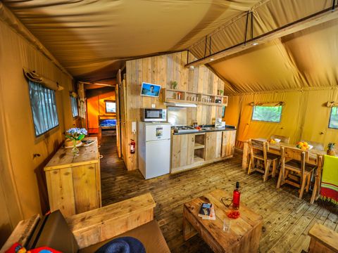 Tente en toile et en bois 5 personnes - ECOLUXE - 2 chambres