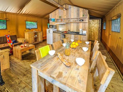Tente en toile et en bois 5 personnes - ECOLUXE - 2 chambres