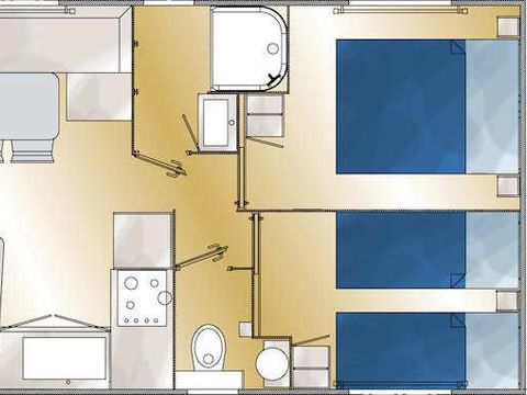Mobilhome 4 personnes - Louisiane Méditerranée (2 chambres) climatisé, TV, wifi inclus