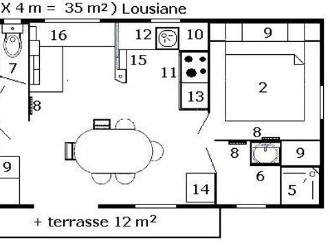 Mobilhome 6 personnes - Louisiane Flores 3 - 3 chambres - Climatisé - TV - Wifi inclus