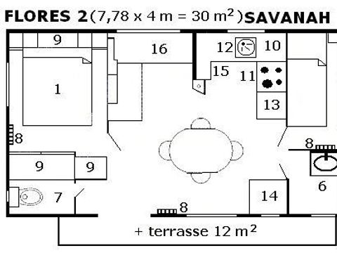 Mobilhome 4 personnes - Louisiane Flores - 2 chambres - TV - Wifi inclus