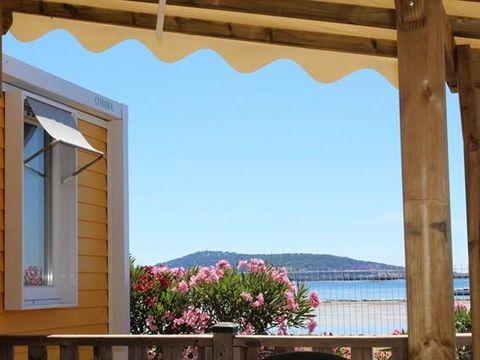 MOBILHOME 6 personnes - ESPACE PREMIUM- 32m2 clim et TV - vue bassin