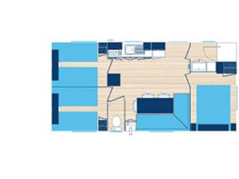 MOBILHOME 6 personnes - ESPACE PREMIUM- 32m2 clim et TV - vue bassin