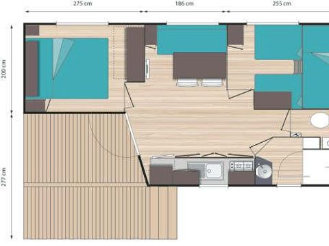 MOBILHOME 4 personnes - MH2 Confort 27 m², avec sanitaires