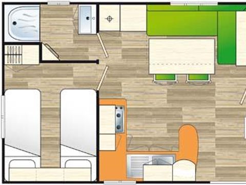 MOBILHOME 6 personnes - MH2 Confort* 30 m² + clim, avec sanitaires