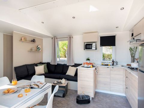 MOBILHOME 6 personnes - Premium 35m² 3 chambres - Terrasse couverte + TV + LV + Plancha 6 pers. 