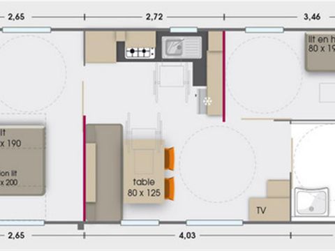 MOBILHOME 6 personnes - MH2 N°57 PMR avec sanitaires