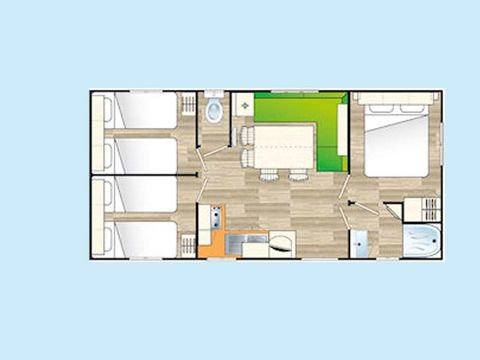 MOBILHOME 5 personnes - 29.70m² - 3 chambres - avec TV