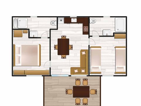 MOBILHOME 5 personnes - DELUXE avec deux chambres