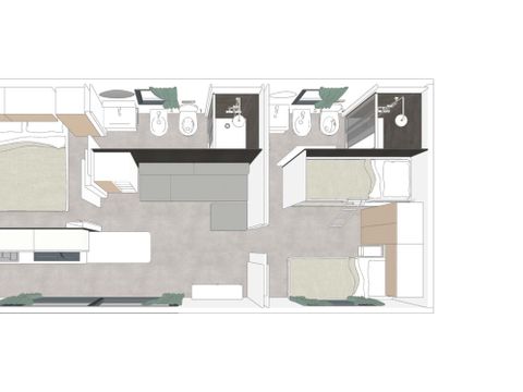 MOBILHOME 5 personnes - BEACHLUXE avec deux chambres et bain à remous