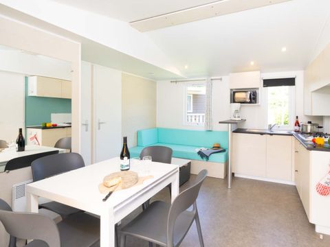 Mobilhome 6 personnes - Privilège34m² - 3 chambres-6p - Terrasse couverte