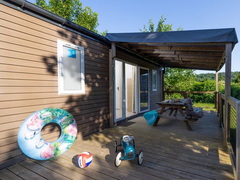 Mobilhome 6 personnes - Privilège34m² - 3 chambres-6p - Terrasse couverte