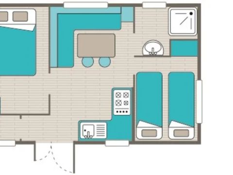 Mobilhome 4 personnes - Comfort XL | 2 Ch. | 4 Pers. | Terrasse surélevée | Clim.