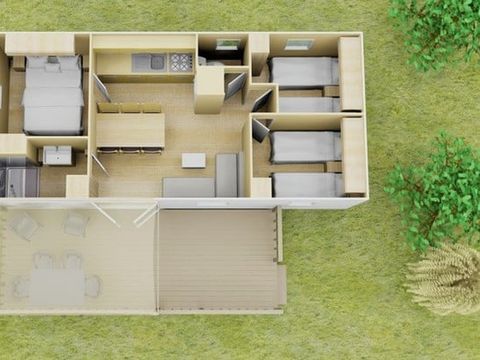 Mobilhome 6 personnes - Comfort XL | 3 Ch. | 6 Pers. | Terrasse surélevée | Clim.