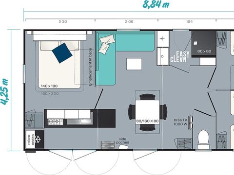 Mobilhome 6 personnes - Comfort XL | 3 Ch. | 6 Pers. | Terrasse surélevée | Clim. | TV