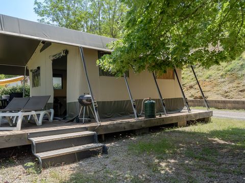 Tente en toile et en bois 6 personnes - Tente glamping Larzac