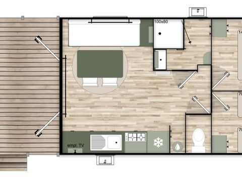 MOBILHOME 4 personnes - Premium - 35 m² (2 chambres) + Terrasse couverte
