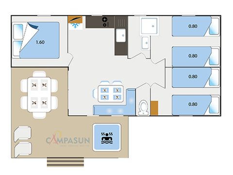MOBILHOME 6 personnes - Vaucluse - 28m² - 3 chambres + Jacuzzi